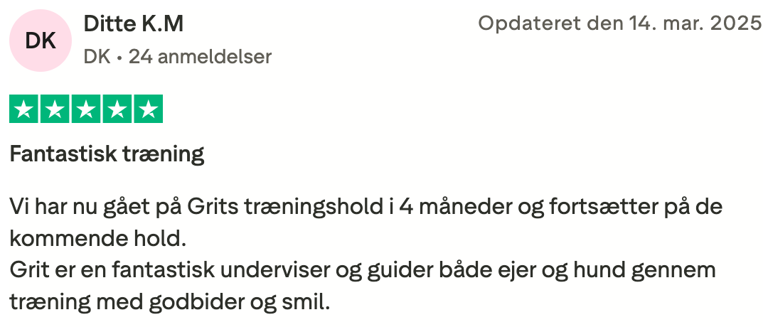 Trustpilot tilbagemelding - Ditte Trustpilot tilbagemelding fra Ditte